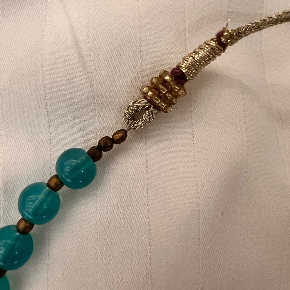 Handmade Egyptian Copper Adjustable Necklace with Fluorite Beads - Picture 6 of 7